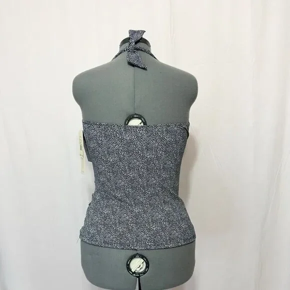 Profile By Gottex NWT Sz 14 Black White Colette V-Neck Halter Tankini Swim Top